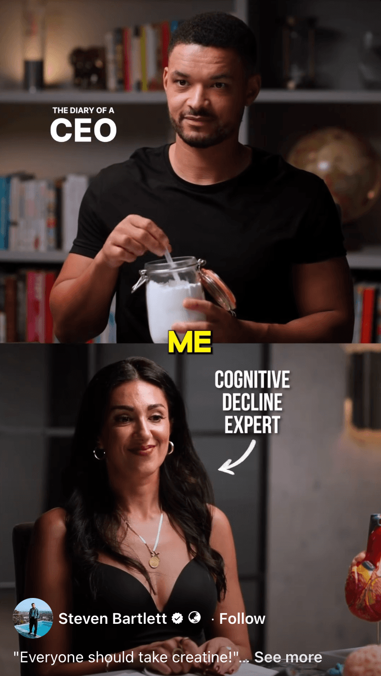 Cover frame for the reel "Everyone Should Take Creatine."