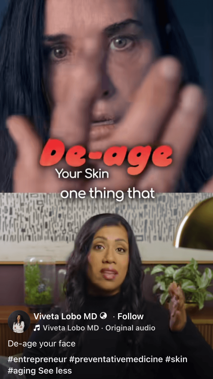 Cover frame for the reel "De-Age Your Skin."