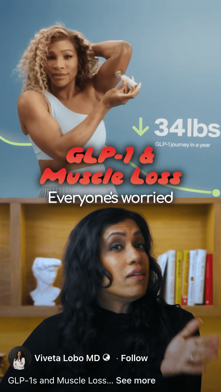 Cover frame for the reel "GLP-1s and Muscle Loss."