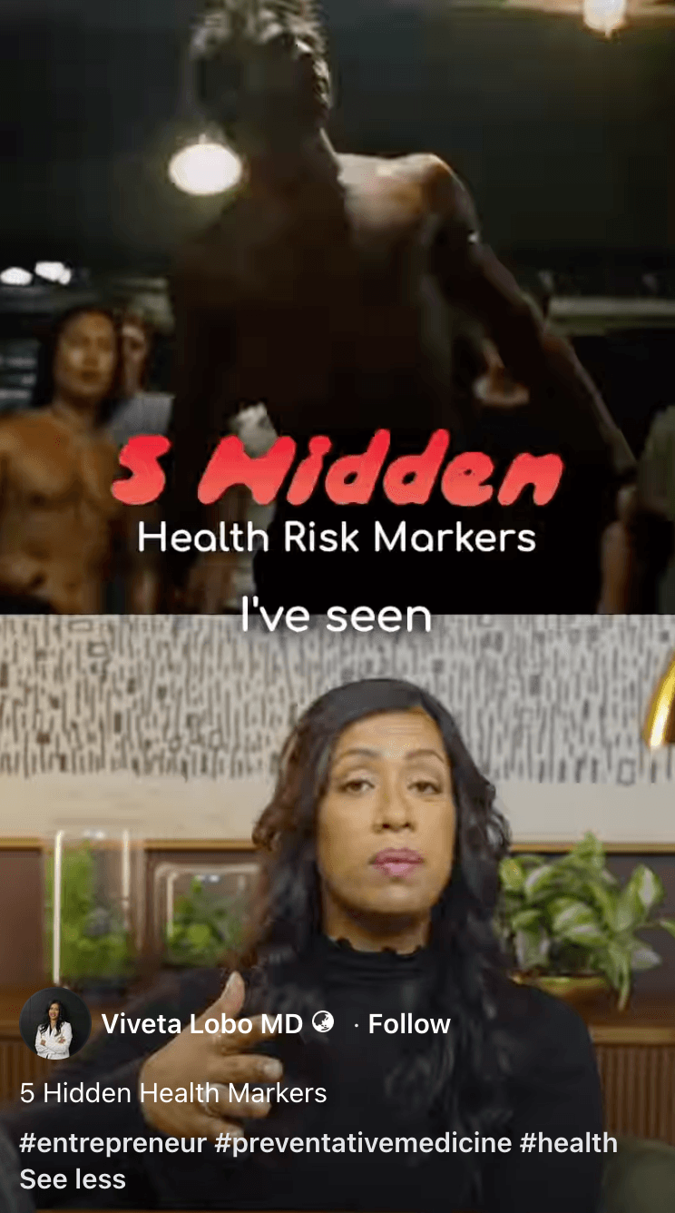 Cover frame for the reel "Five Hidden Health Markers."
