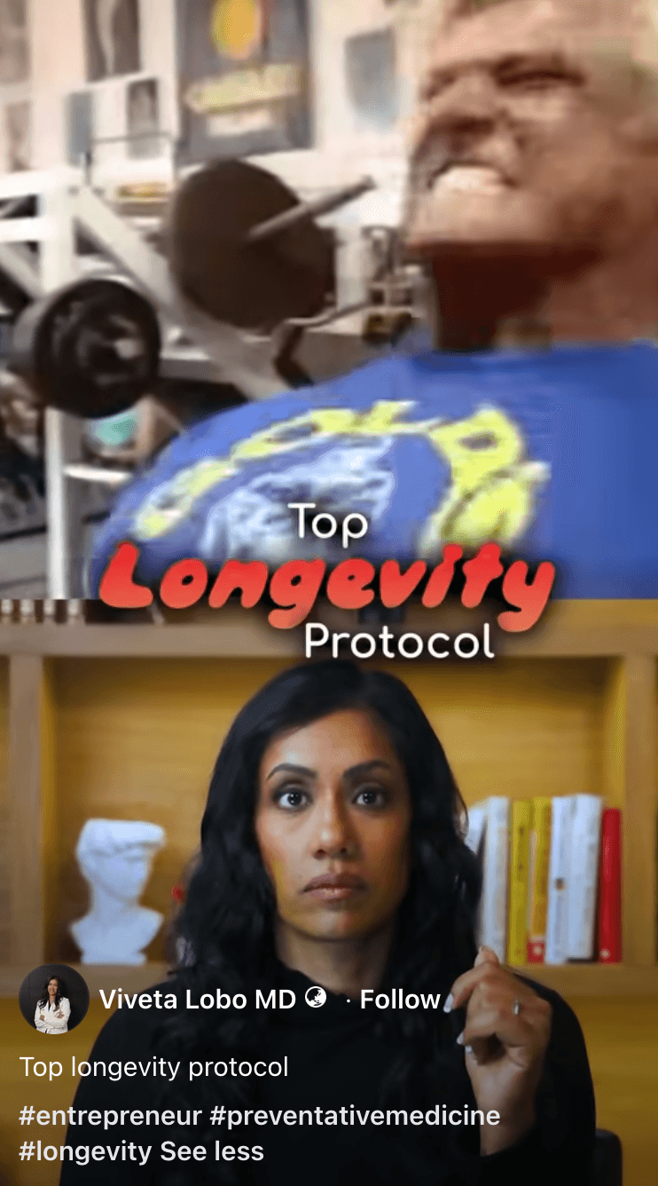 Cover frame for the reel "The Top Longevity Protocol."
