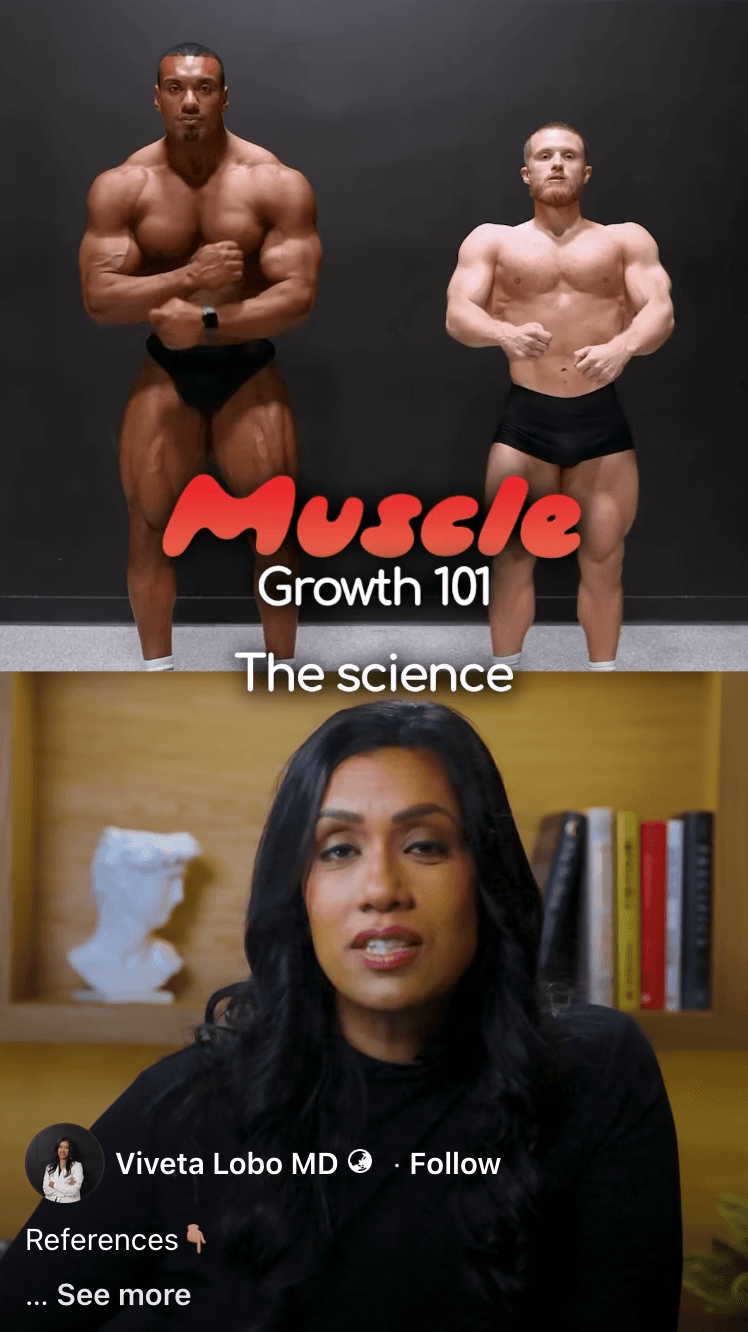 Cover frame for the reel "Muscle Growth 101."