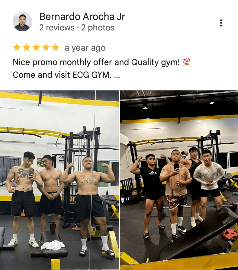 Verified Google review for MaryCris Complex Branch from an ECG Fitness Gym member