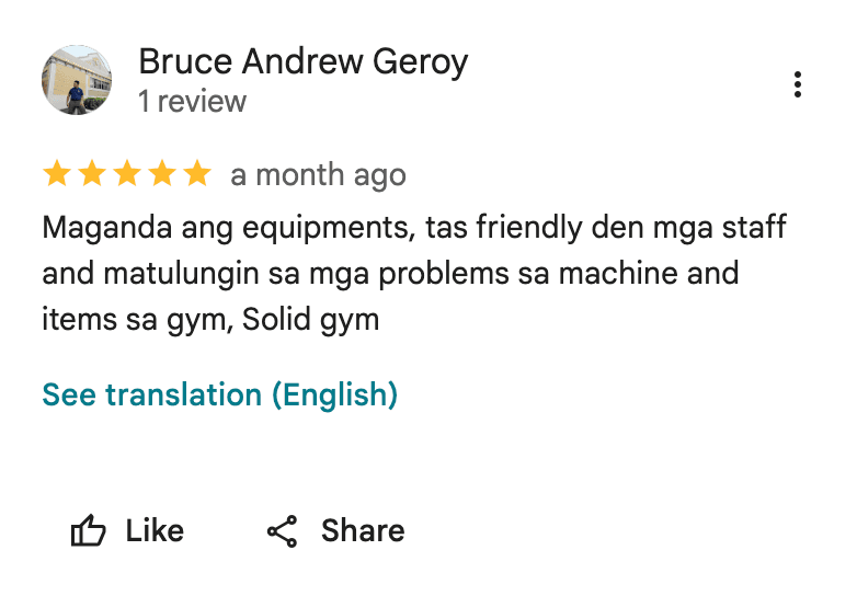 Verified Google review for Grand Riverside Branch from an ECG Fitness Gym member