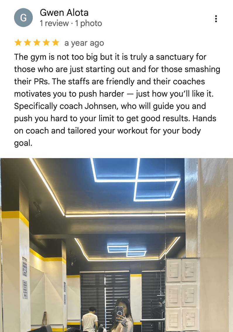 Verified Google review for Grand Riverside Branch from an ECG Fitness Gym member