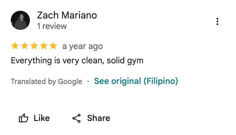Verified Google review for Grand Riverside Branch from an ECG Fitness Gym member